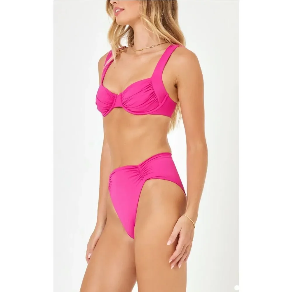 L Space NEW size S Stella bikini swim top Bougainvillea pink